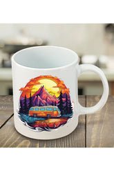 Karavan Tasarımlı Kupa Bardak - Seramik Çay, Kahve Hediyelik Bardağı